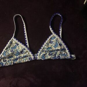 Source Unknown Blue and White Bikini Top